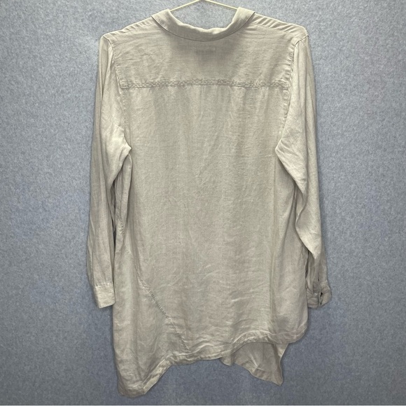 J Jill Love Linen Asymmetrical Lagenlook Minimalistic Oatmeal Tunic Top - Picture 6 of 7